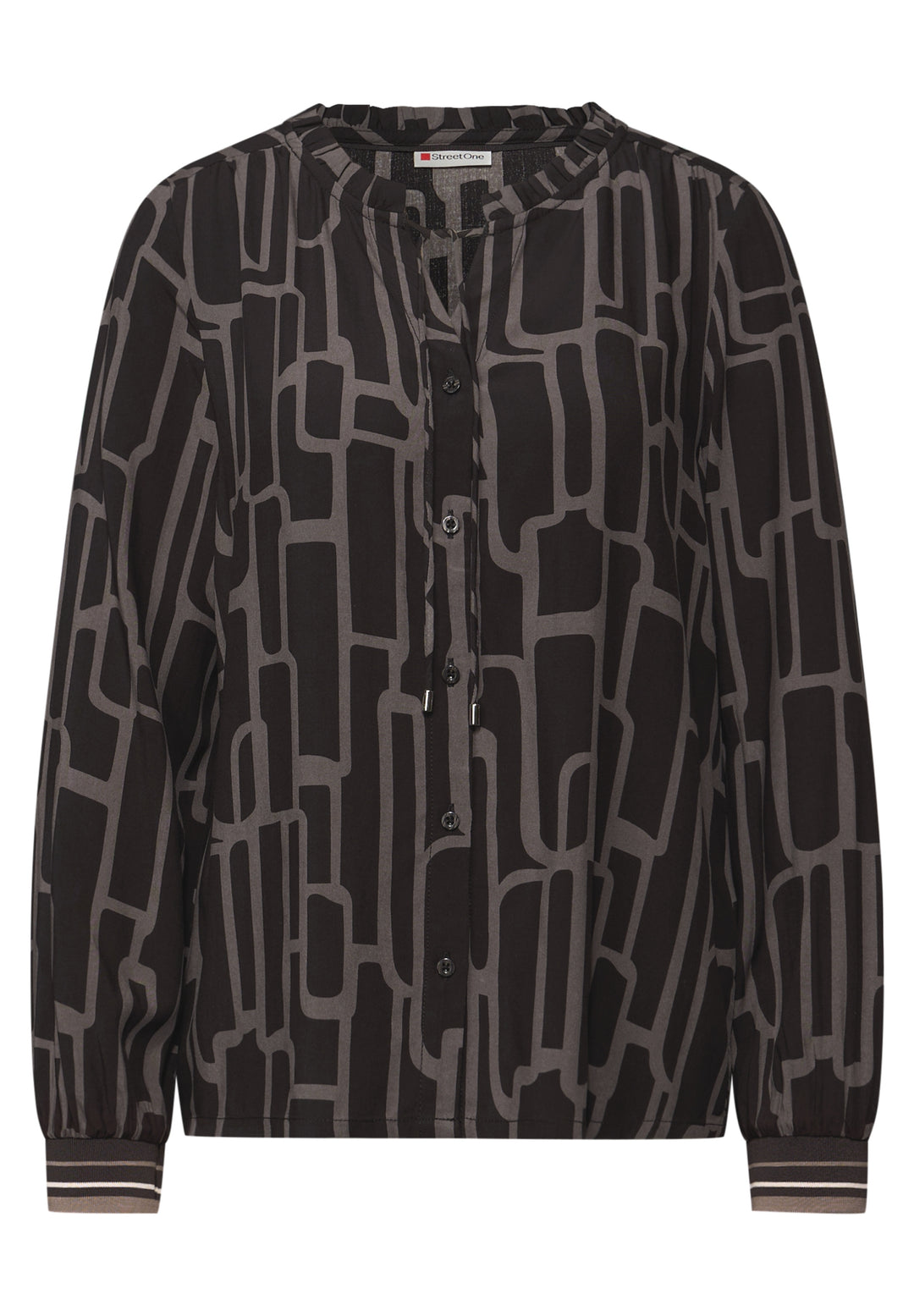 LTD QR Tunic blouse w tapes AO, darkest brown 27103 Bild 1