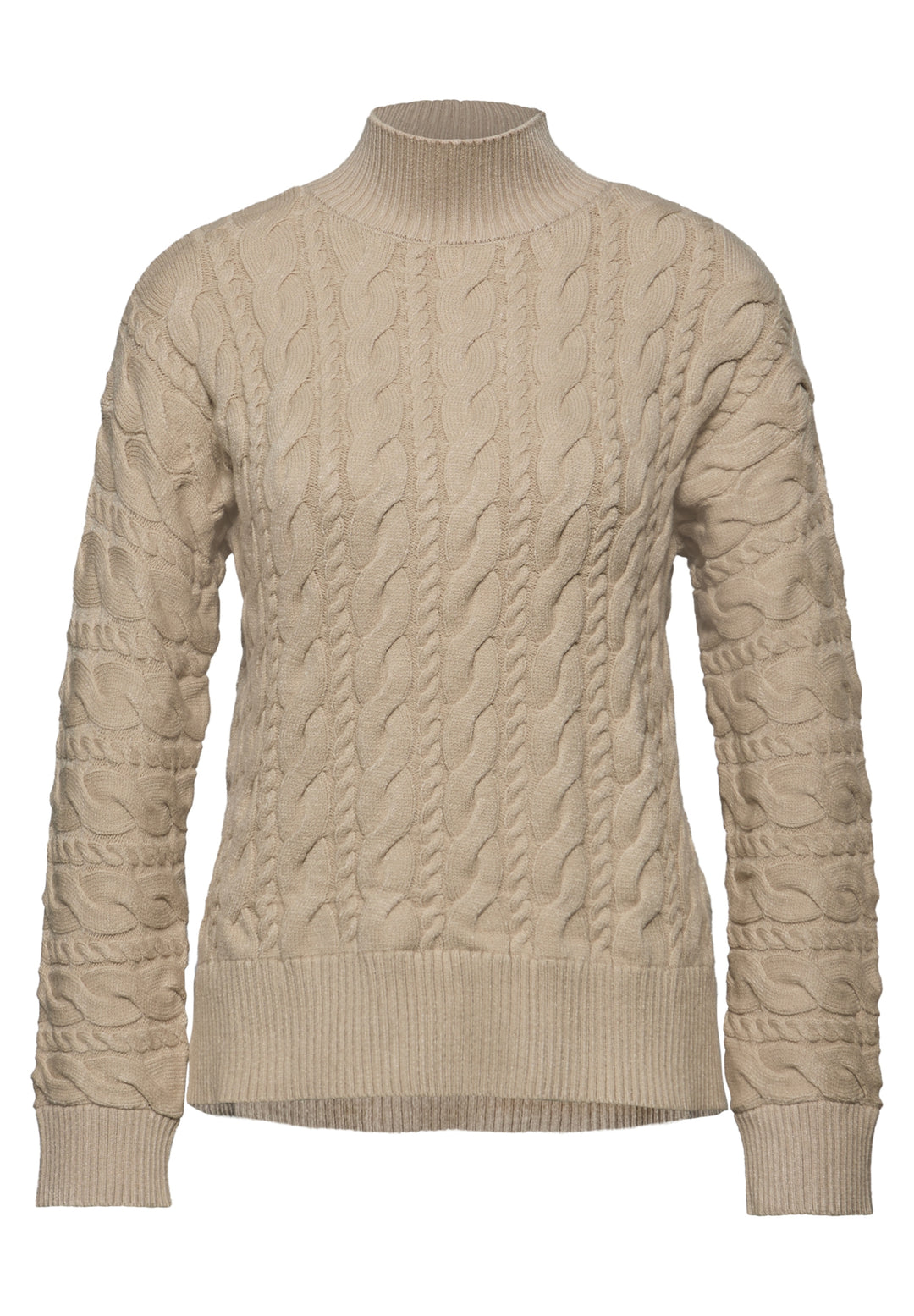 LTD QR_turtle neck cable sweat, sanded beige 16871 Bild 1