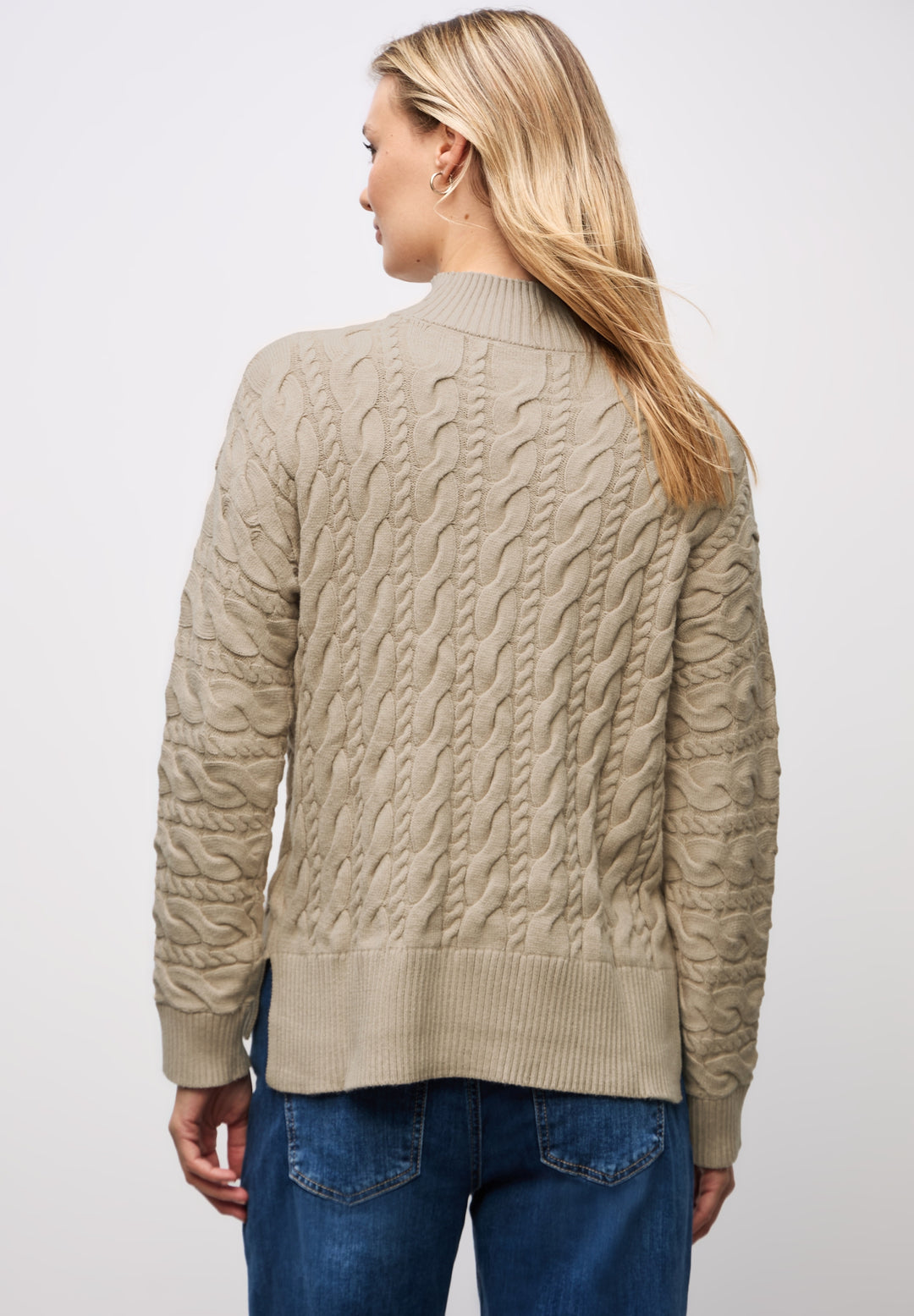 LTD QR_turtle neck cable sweat, sanded beige 16871 Bild 4