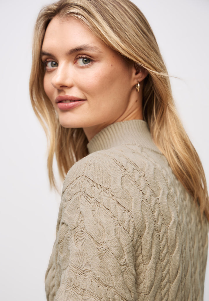 LTD QR_turtle neck cable sweat, sanded beige 16871 Bild 5
