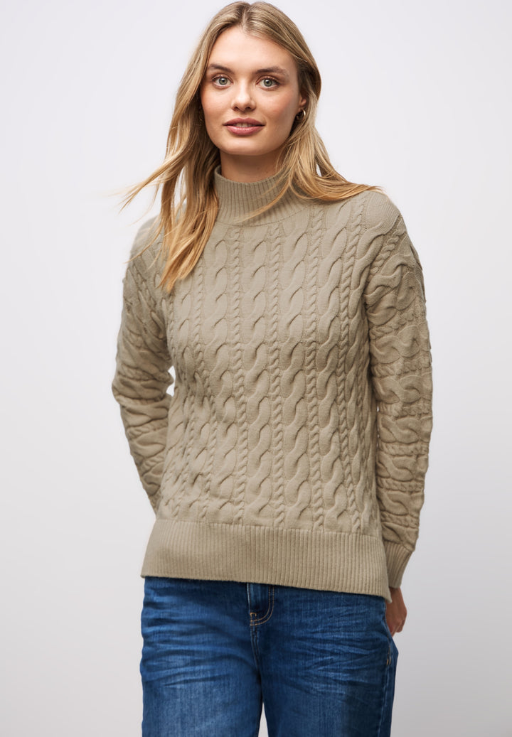LTD QR_turtle neck cable sweat, sanded beige 16871 Bild 6