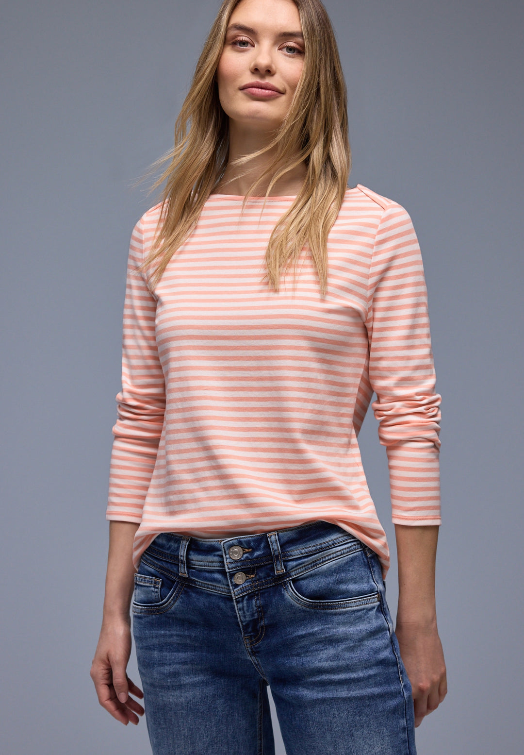 LTD QR u-boat yds stripe shirt, light apricot 27375 Bild 5