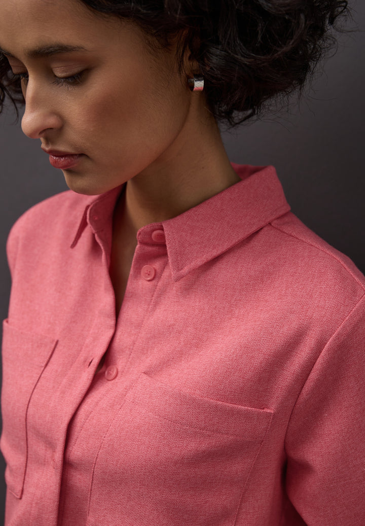 Melange shirtcollar blouse w p, striking coral mel. 17265 Bild 3