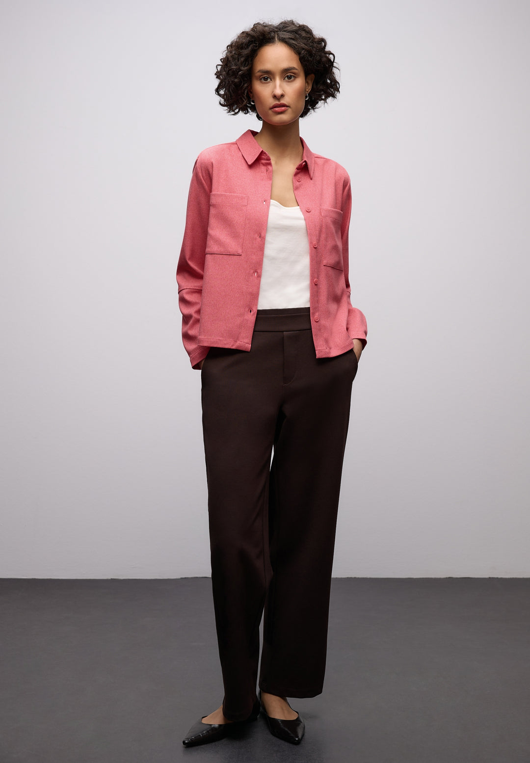 Melange shirtcollar blouse w p, striking coral mel. 17265 Bild 6