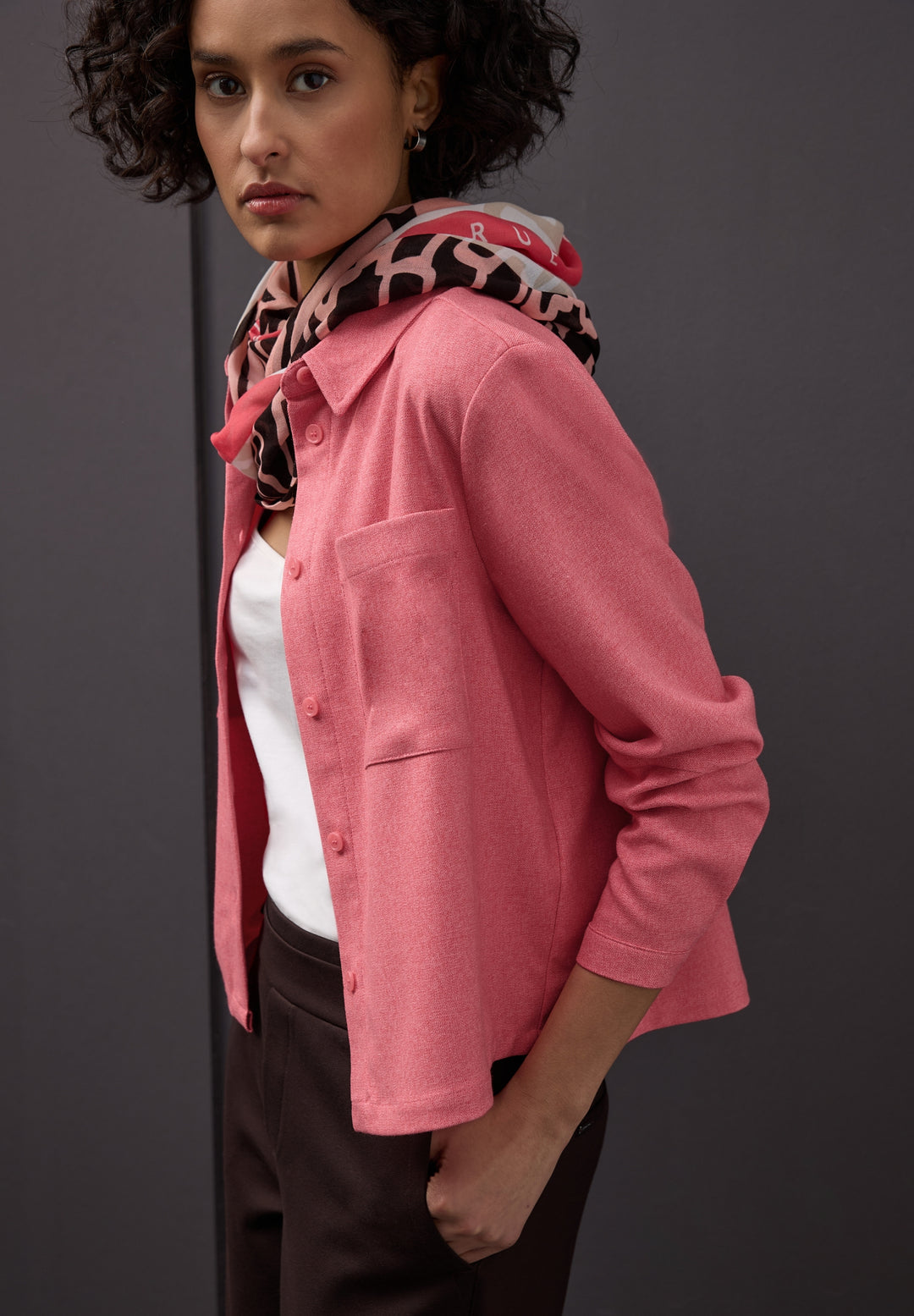 Melange shirtcollar blouse w p, striking coral mel. 17265 Bild 6