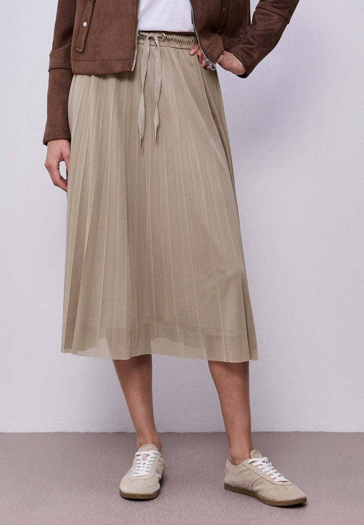 Mesh Plissée jog skirt_solid, safari beige 15617 Bild 3