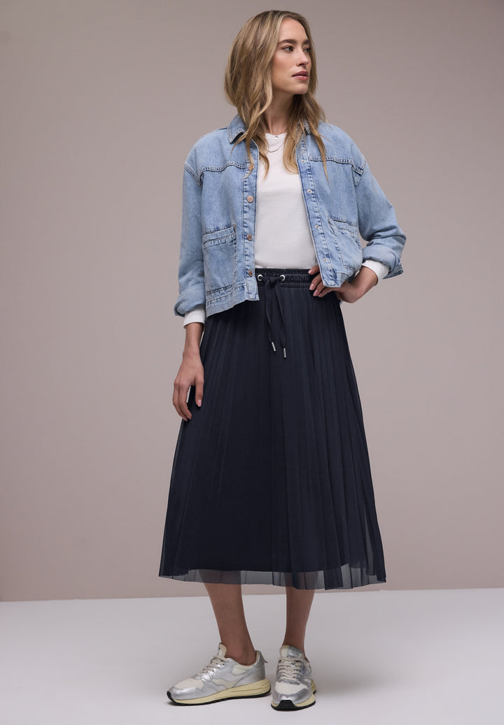Mesh Plissée jog skirt_solid, shadowed navy 17502 Bild 5