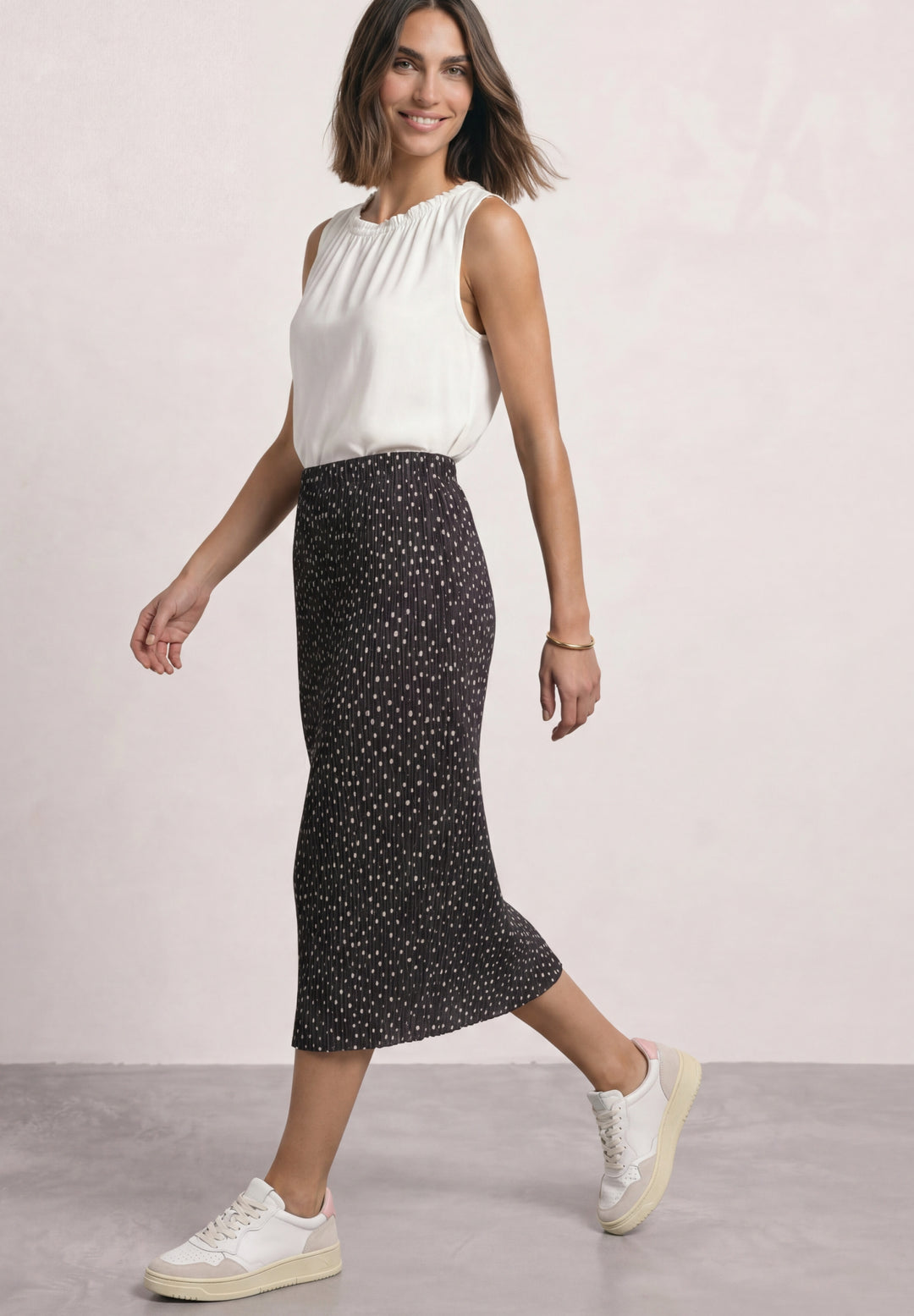 Mesh Plissee skirt_AOP, black coffee 27874 Bild 5