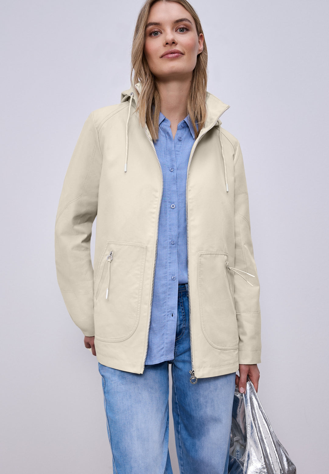 Mid Length Parka w. Hoody, powder beige 14347 Bild 8