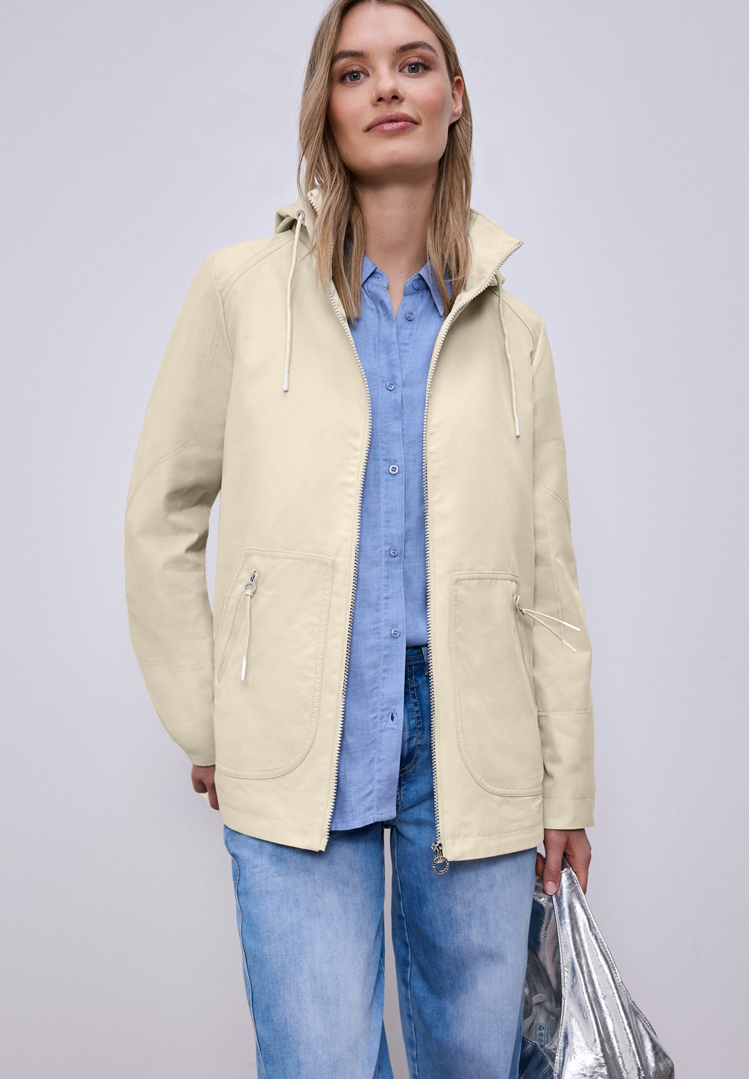 Mid Length Parka w. Hoody, powder beige 14347 Bild 8
