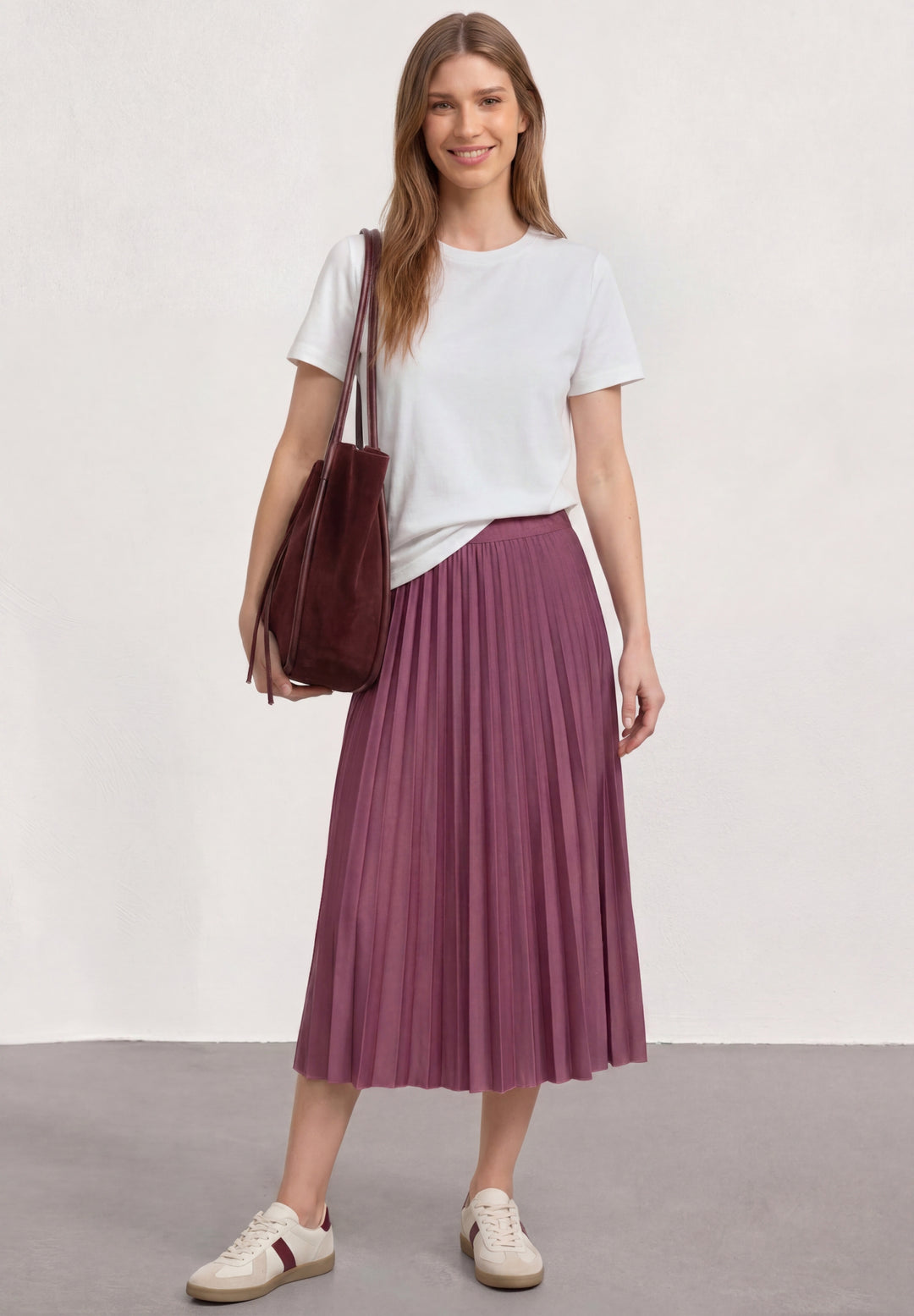Midi skirt Plissée_solid, dark clouded blush 17733 Bild 3
