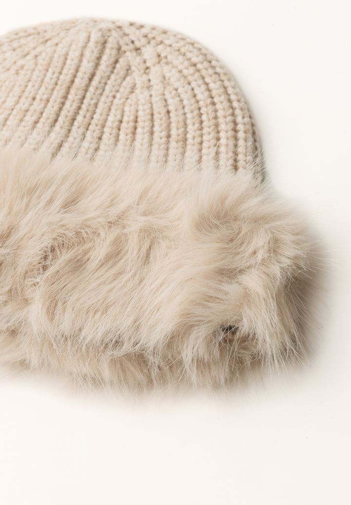 OP_ Fur Knit Beanie, Soft Sand Mel. 16630 Bild 3