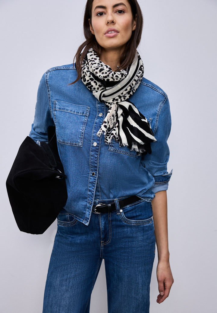 OP_Printed Textured Longscarf, Black 30001 Bild 1