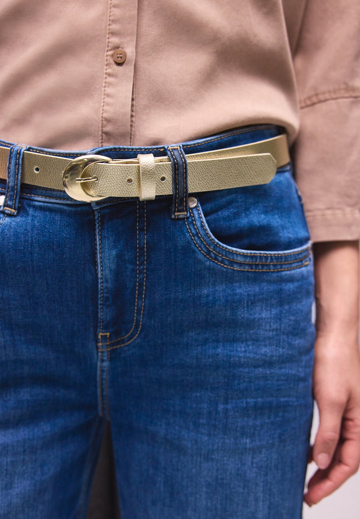OP_Structured Leather Belt Met, light gold dull 12055 Bild 3
