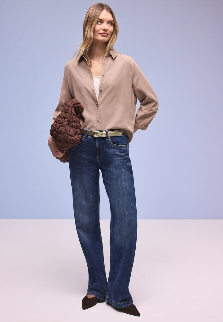 OP_Structured Leather Belt Met, light gold dull 12055 Bild 5