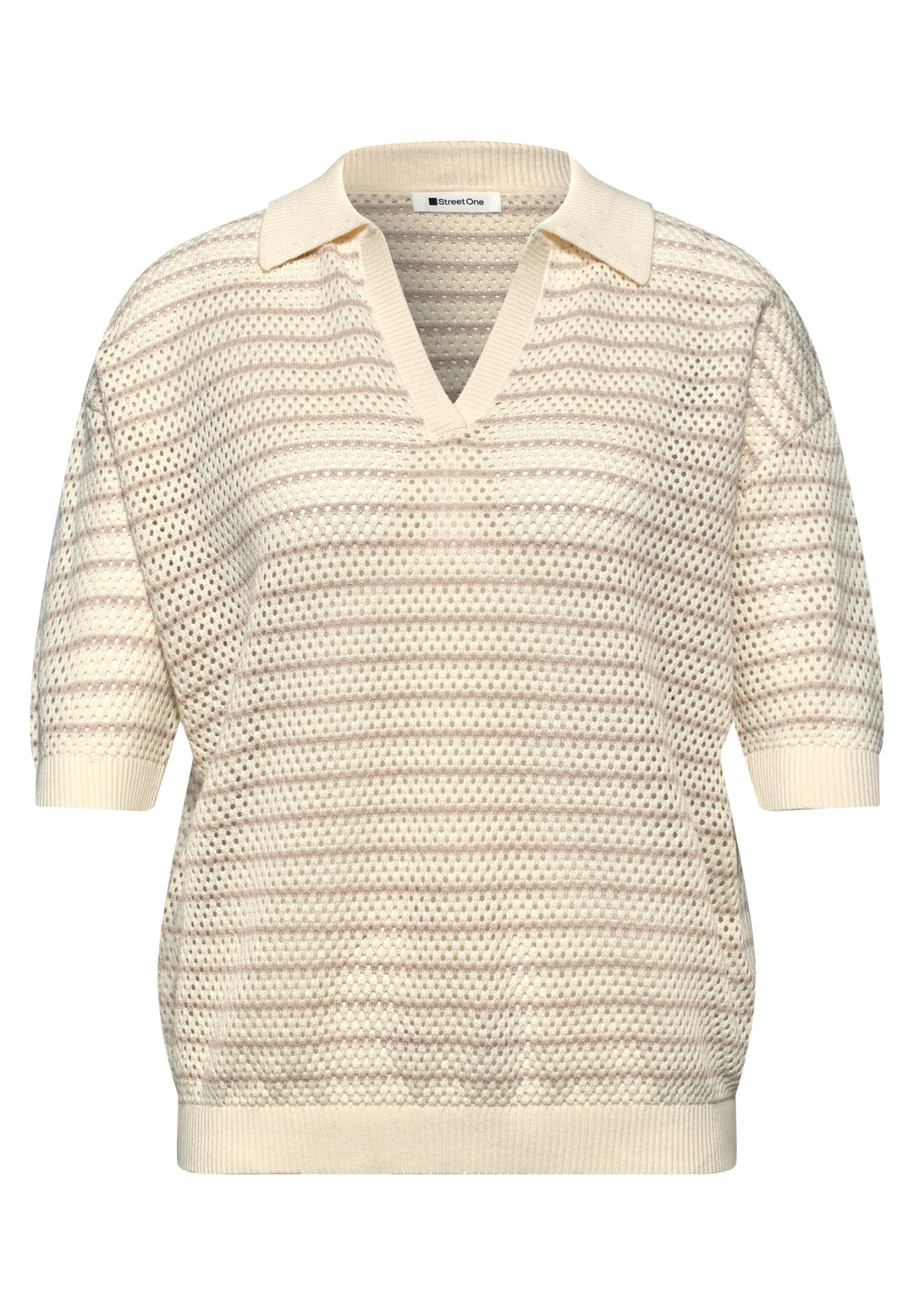 polo sweater stripes, soft beige 26351 Bild 1
