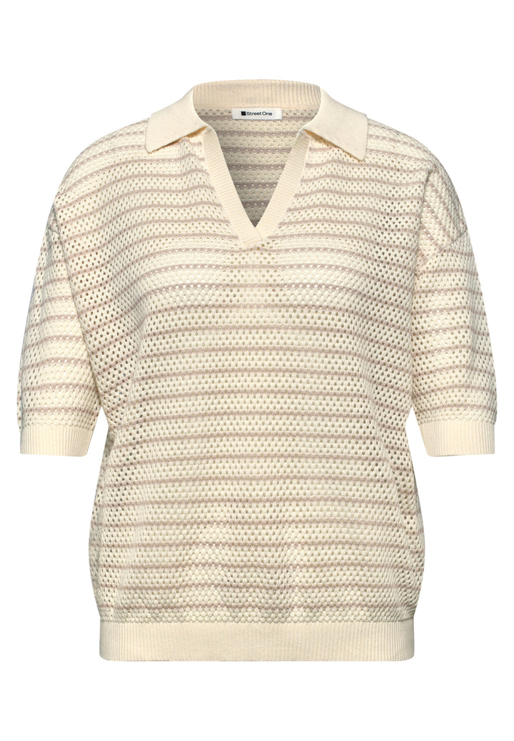polo sweater stripes, soft beige 26351 Bild 1
