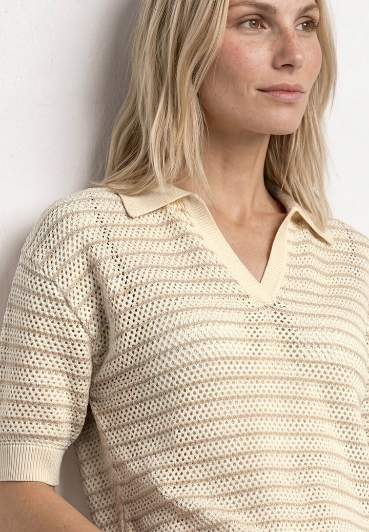 polo sweater stripes, soft beige 26351 Bild 3
