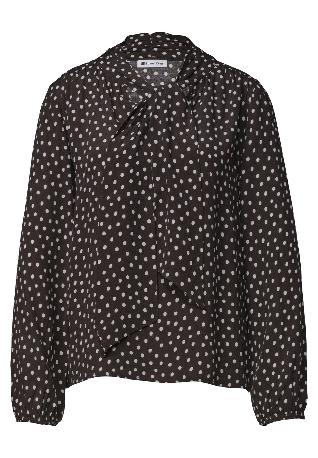 Printed blouse w tie detail, black coffee 27874 Bild 1