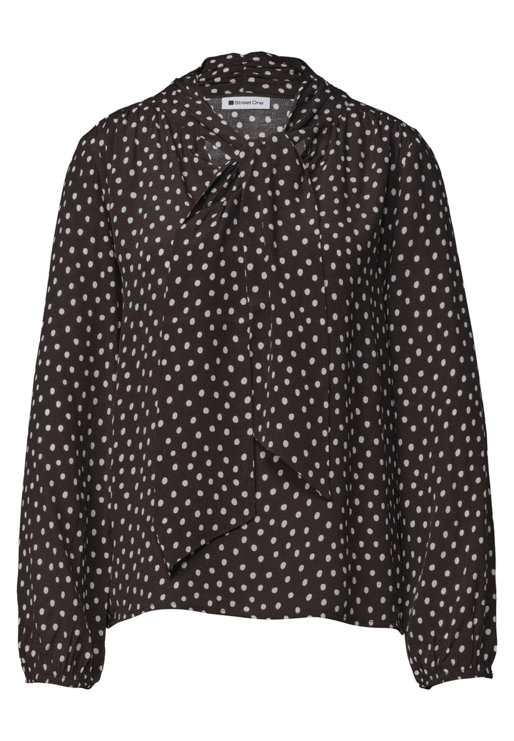 Printed blouse w tie detail, black coffee 27874 Bild 1
