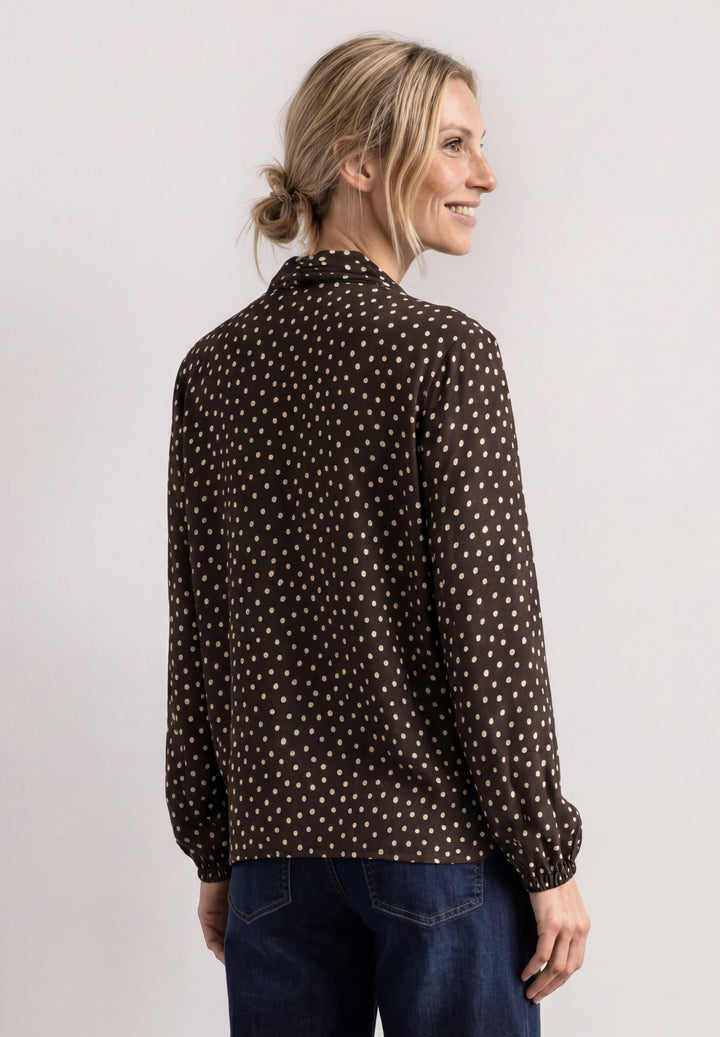 Printed blouse w tie detail, black coffee 27874 Bild 4