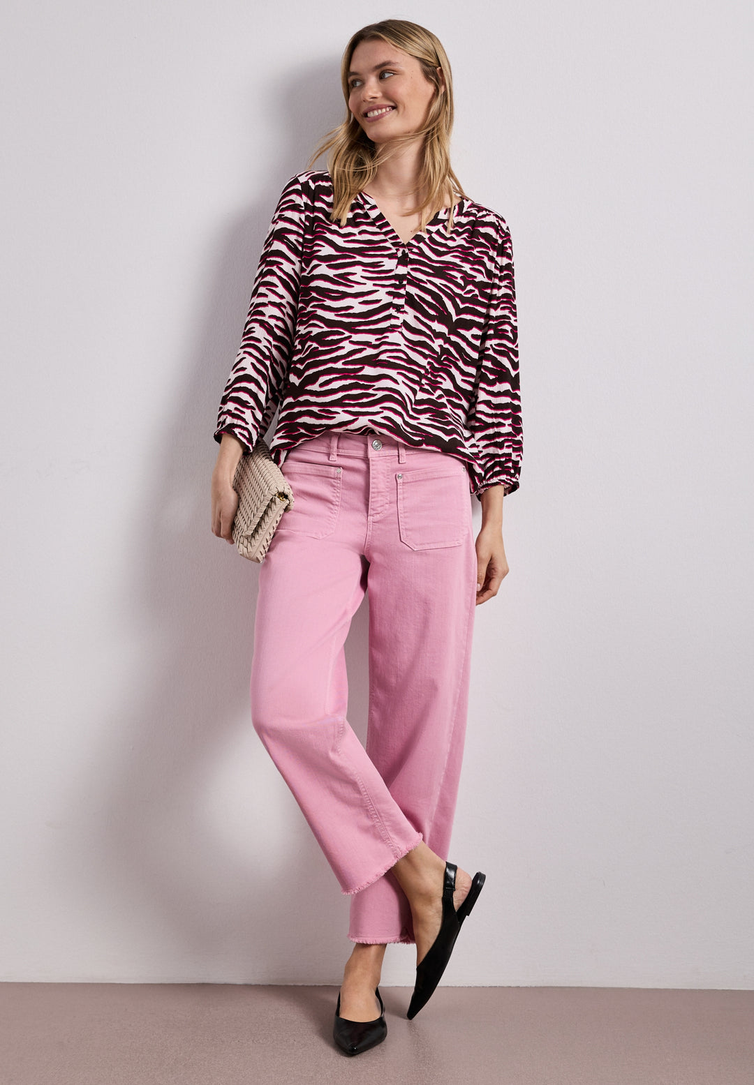 printed mat-mix shirt w.button, minimal rose 37731 Bild 3