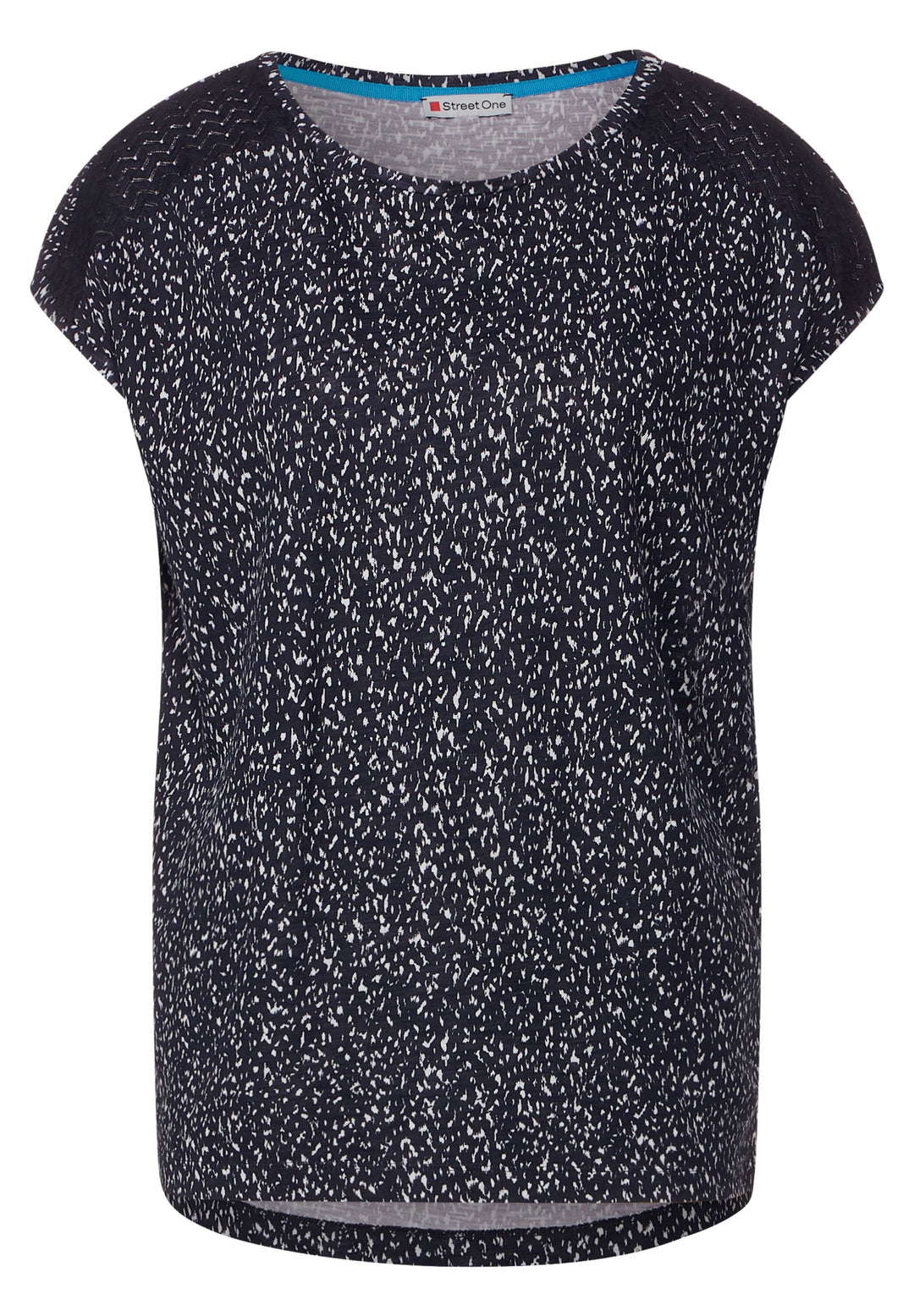 printed shirt w.lace shoulder, deep blue 21238 Bild 6