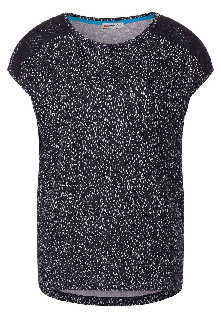 printed shirt w.lace shoulder, deep blue 21238 Bild 6