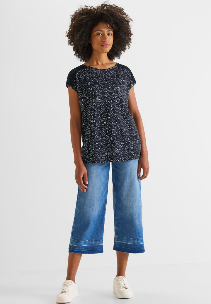 printed shirt w.lace shoulder, deep blue 21238 Bild 9