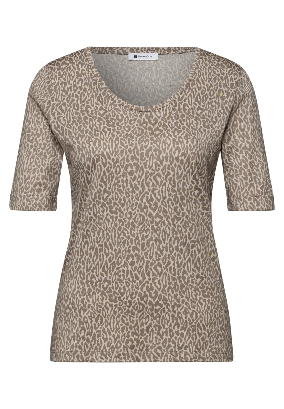 printed shirt w.rounded v-neck, light terra mocha 27462 Bild 1