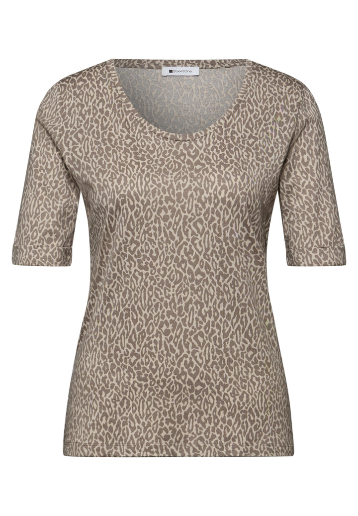 printed shirt w.rounded v-neck, light terra mocha 27462 Bild 1