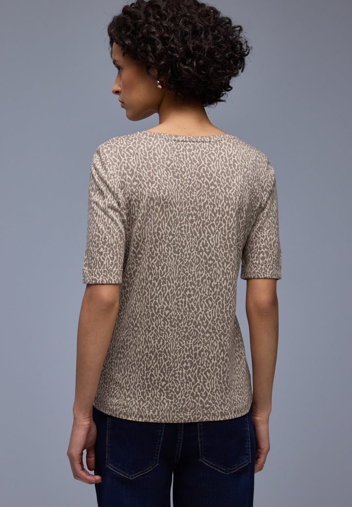 printed shirt w.rounded v-neck, light terra mocha 27462 Bild 4