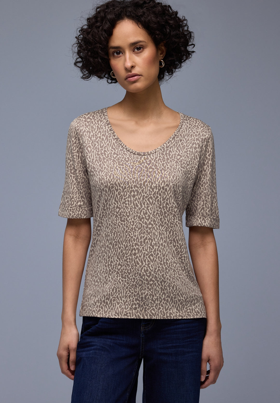 printed shirt w.rounded v-neck, light terra mocha 27462 Bild 6