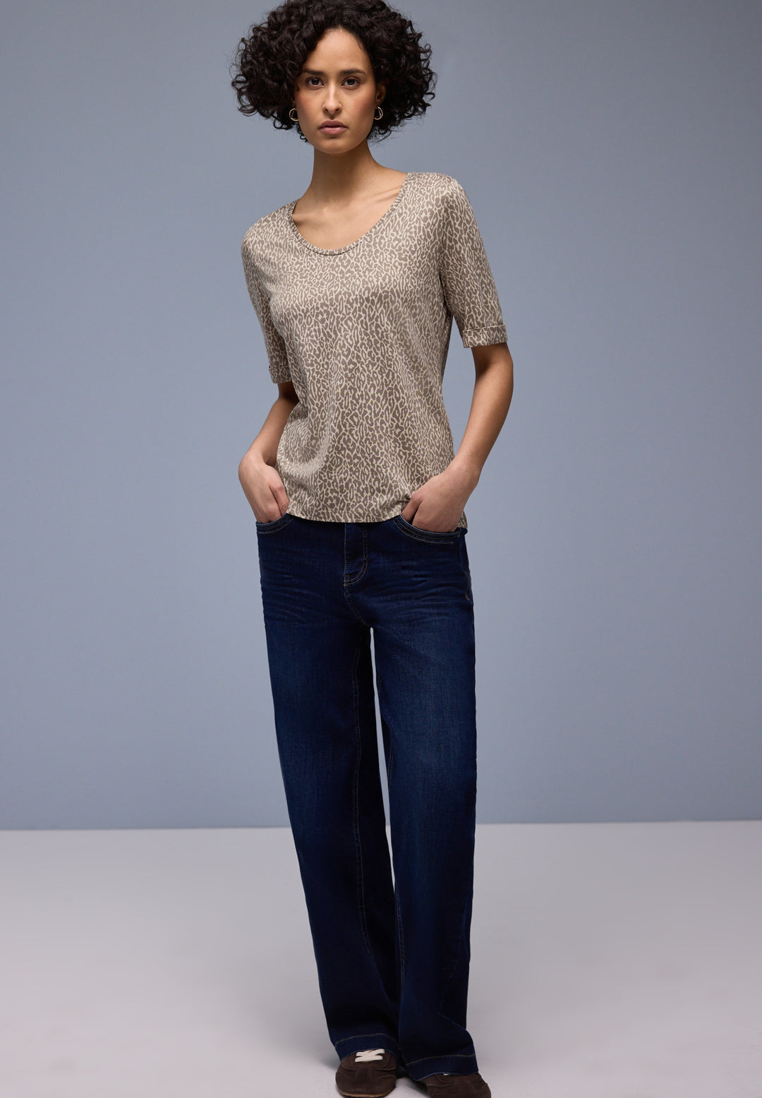 printed shirt w.rounded v-neck, light terra mocha 27462 Bild 7