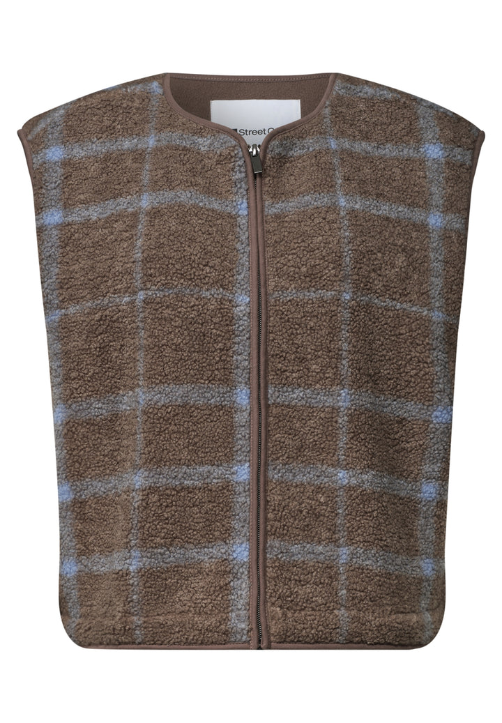 printed teddy vest w.zipper, silk brown 26911 Bild 1