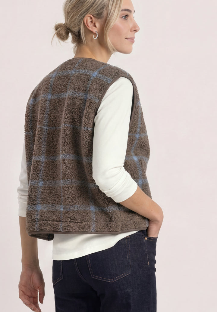 printed teddy vest w.zipper, silk brown 26911 Bild 4