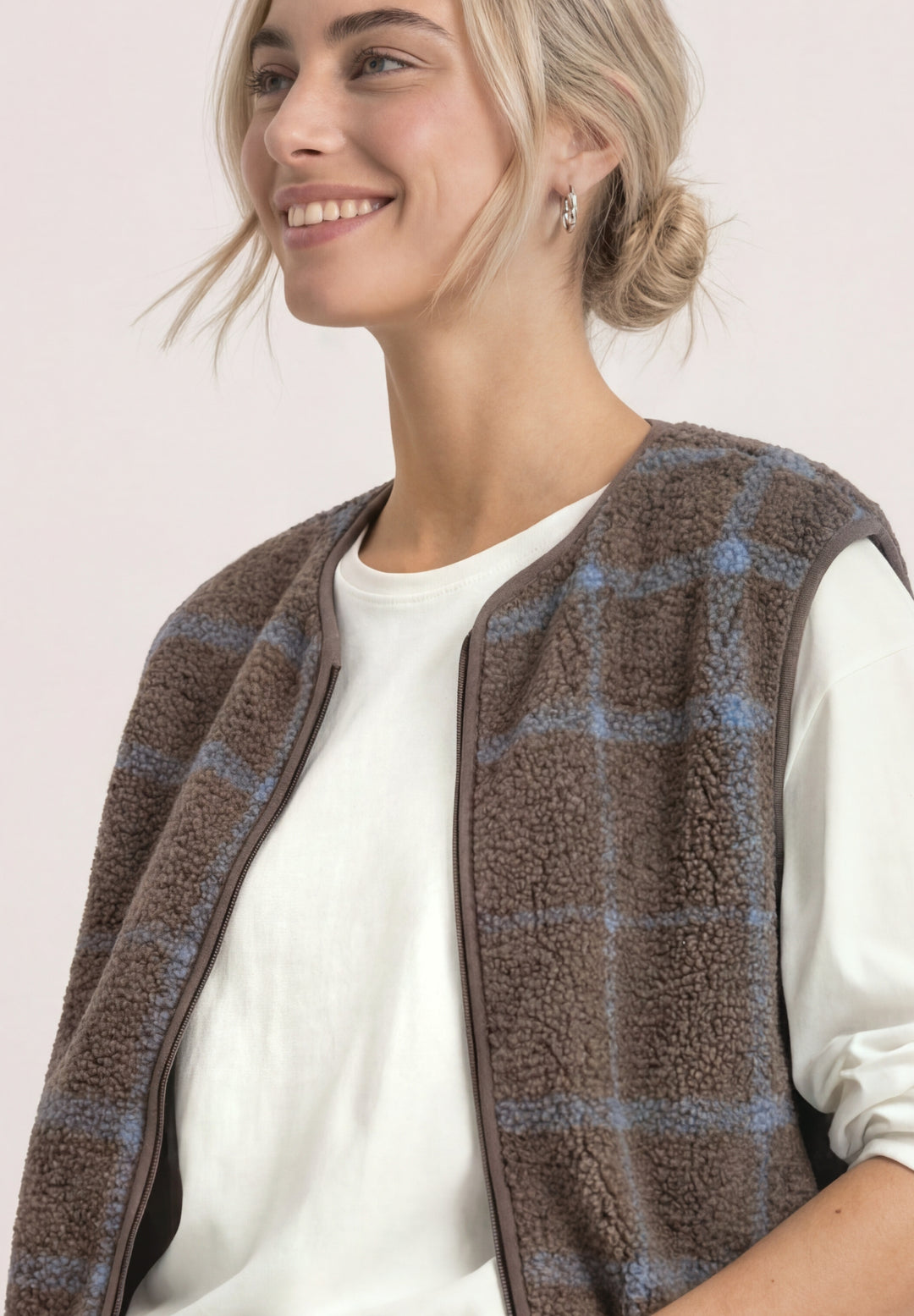 printed teddy vest w.zipper, silk brown 26911 Bild 5