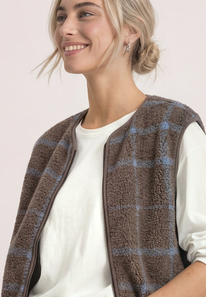 printed teddy vest w.zipper, silk brown 26911 Bild 5