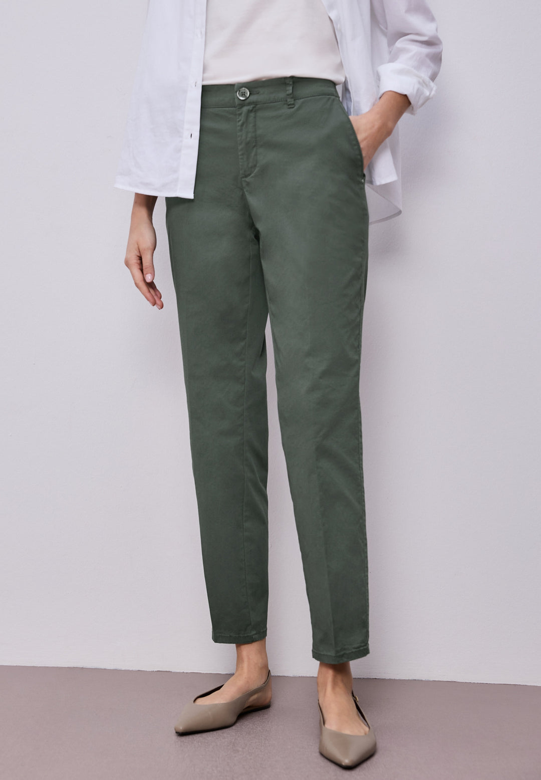QR Chino peach Twill Co/Ea, cilantro green 17544 Bild 3