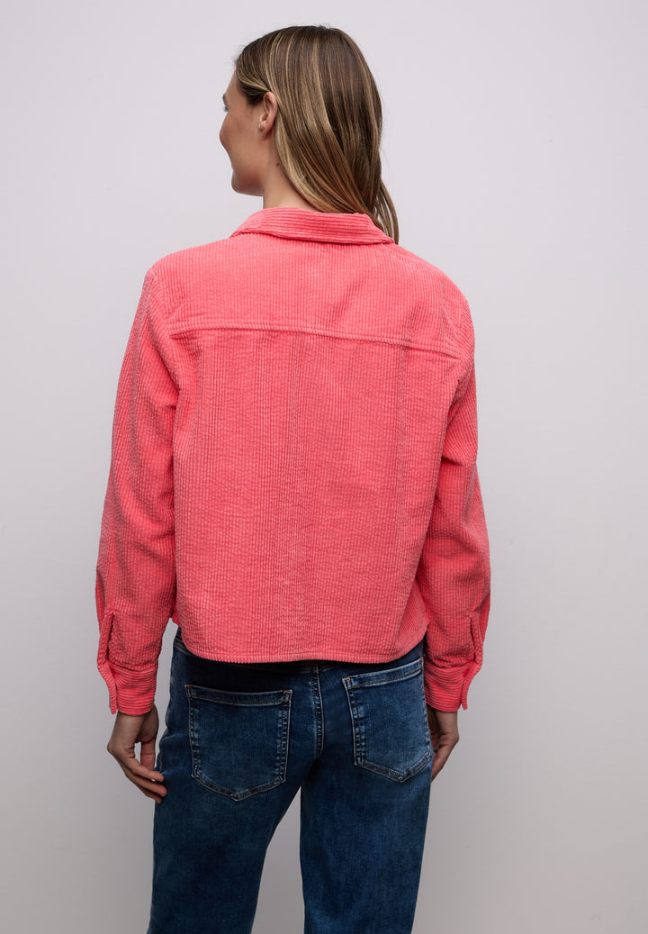 QR Corduroy shirtcollar blouse, striking coral 17261 Bild 4