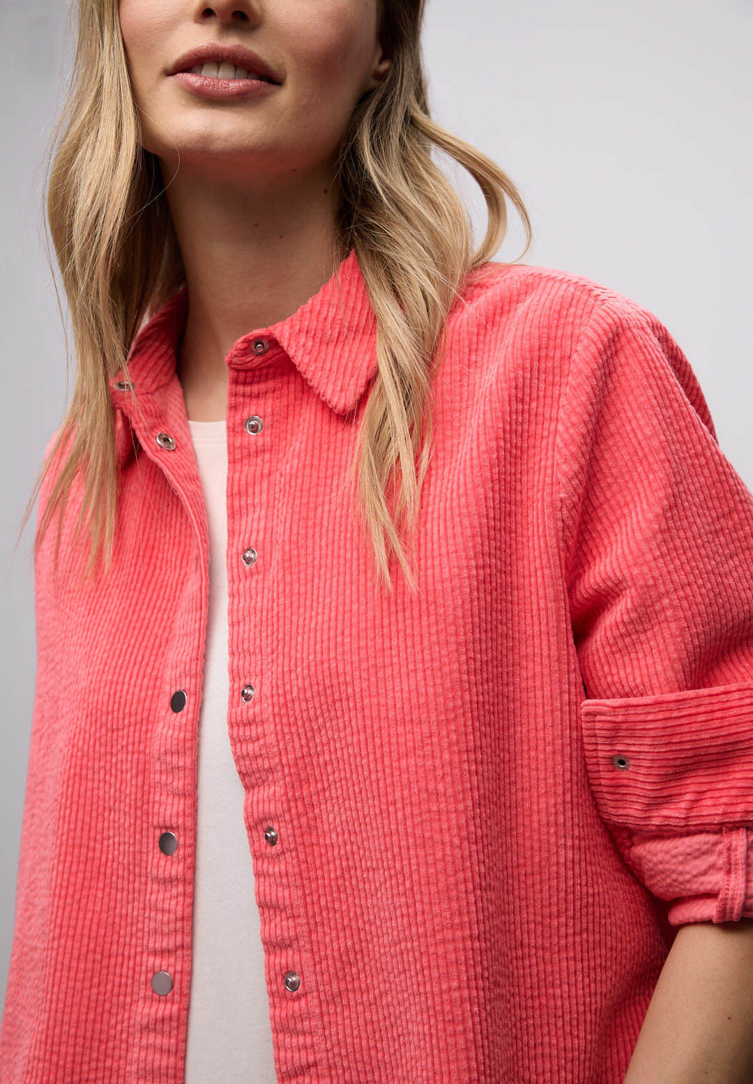 QR Corduroy shirtcollar blouse, striking coral 17261 Bild 7
