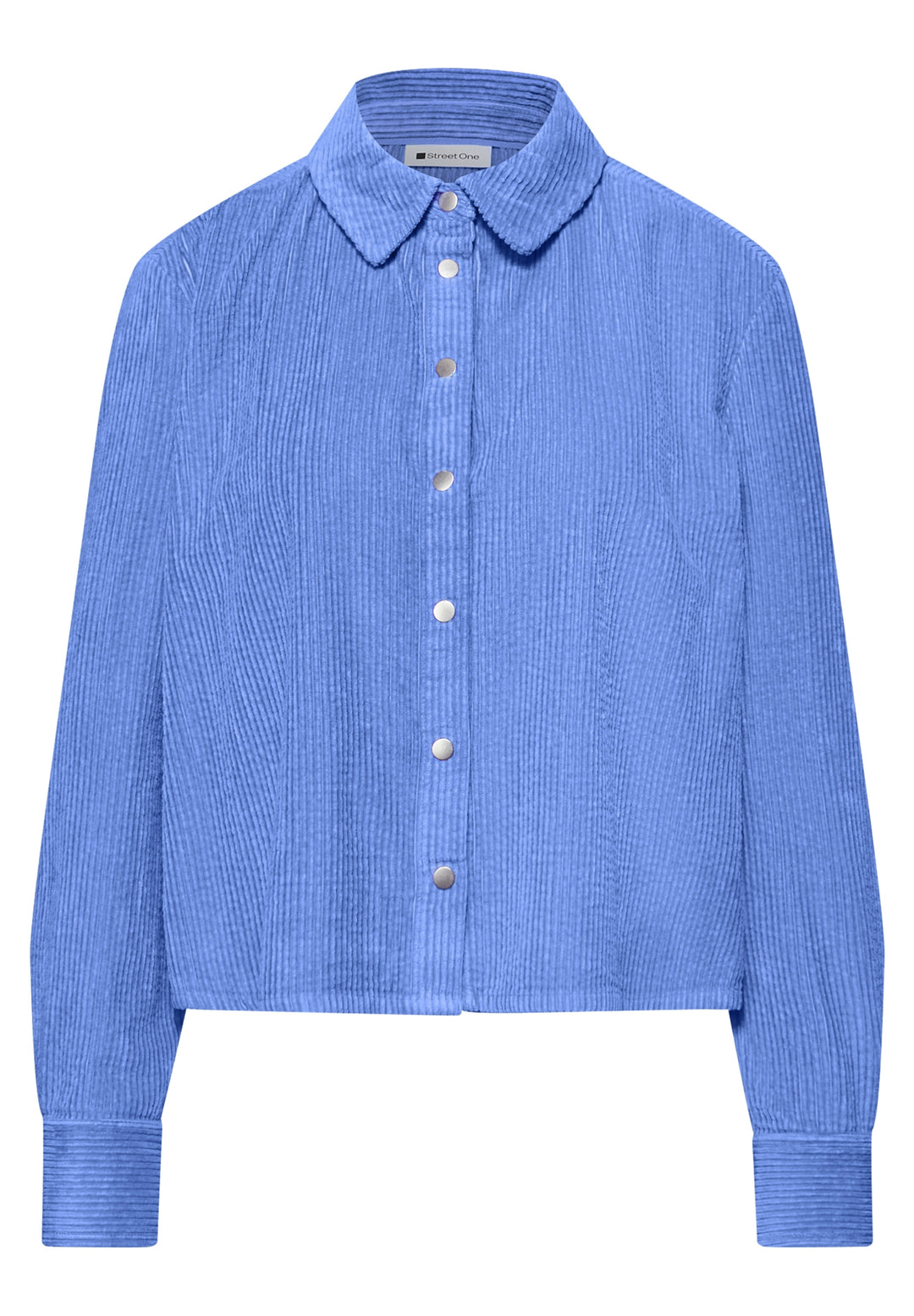 QR Corduroy shirtcollar blouse, bonnet blue 17453 Bild 1