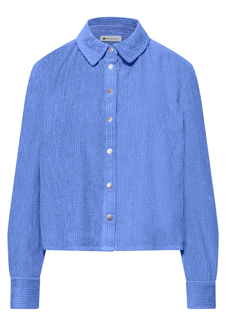 QR Corduroy shirtcollar blouse, bonnet blue 17453 Bild 1