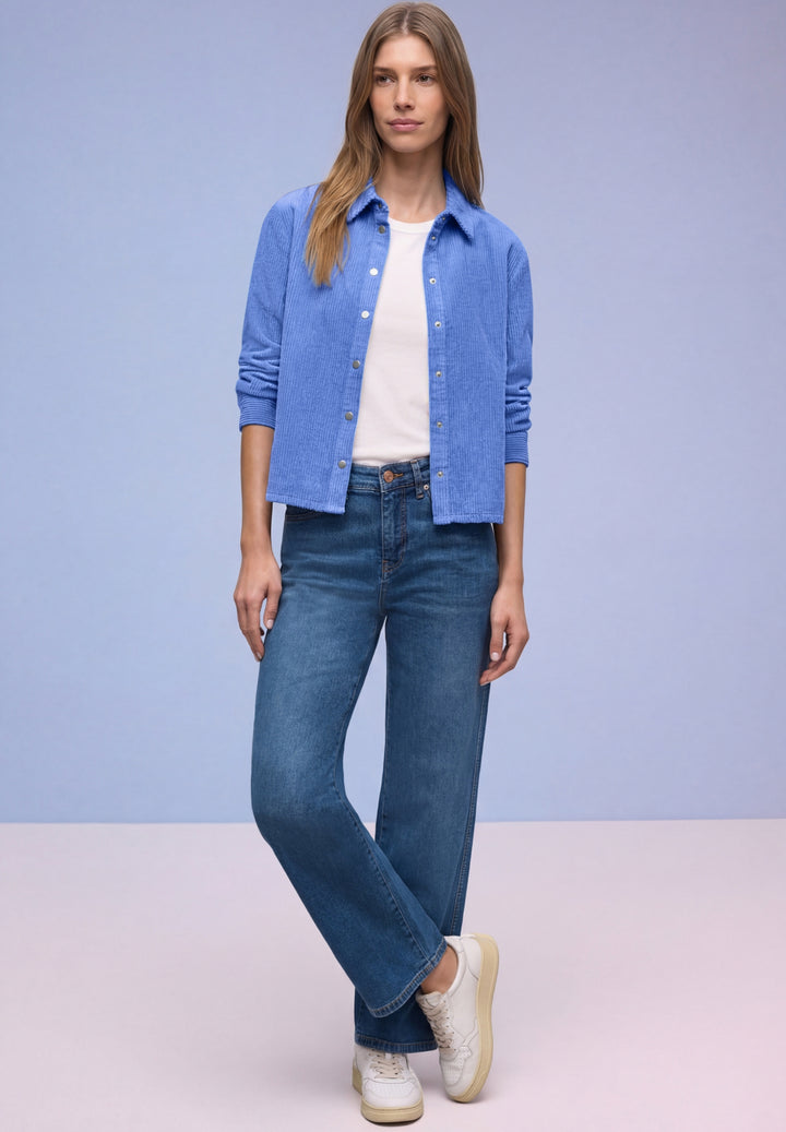 QR Corduroy shirtcollar blouse, bonnet blue 17453 Bild 5