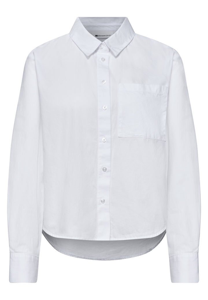 QR Cotton shirtcollar blouse w, White 10000 Bild 1