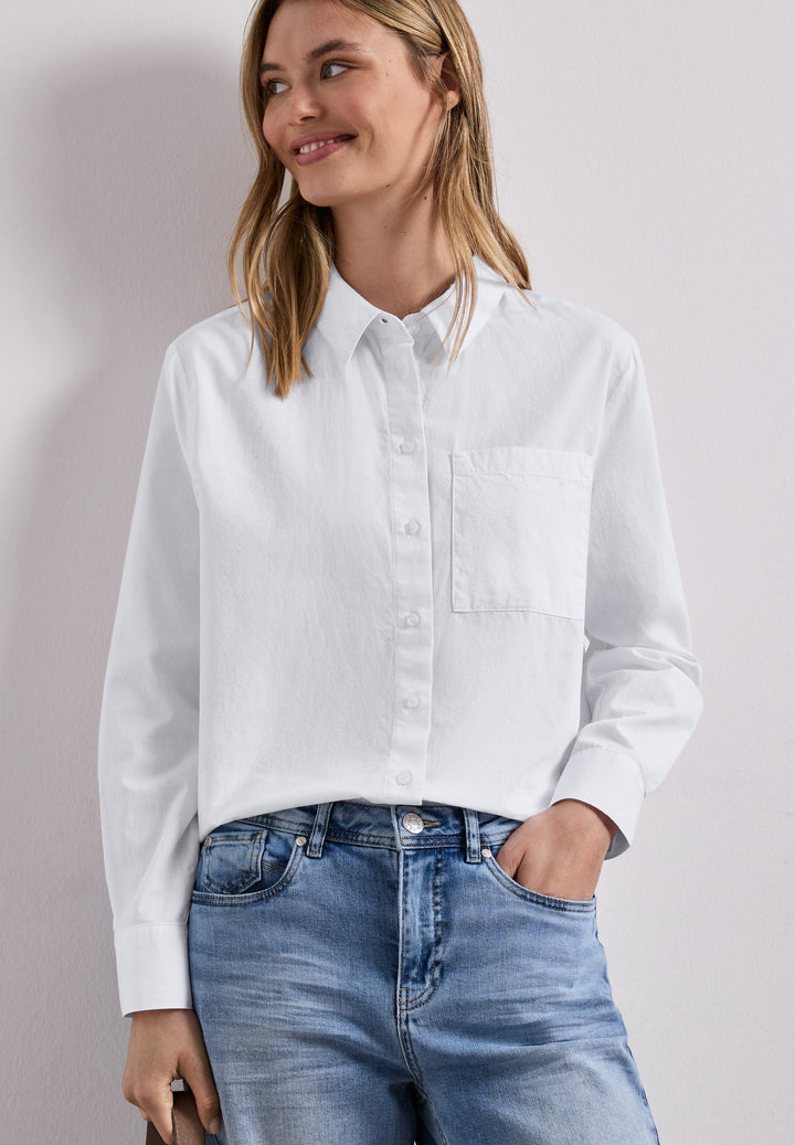 QR Cotton shirtcollar blouse w, White 10000 Bild 3