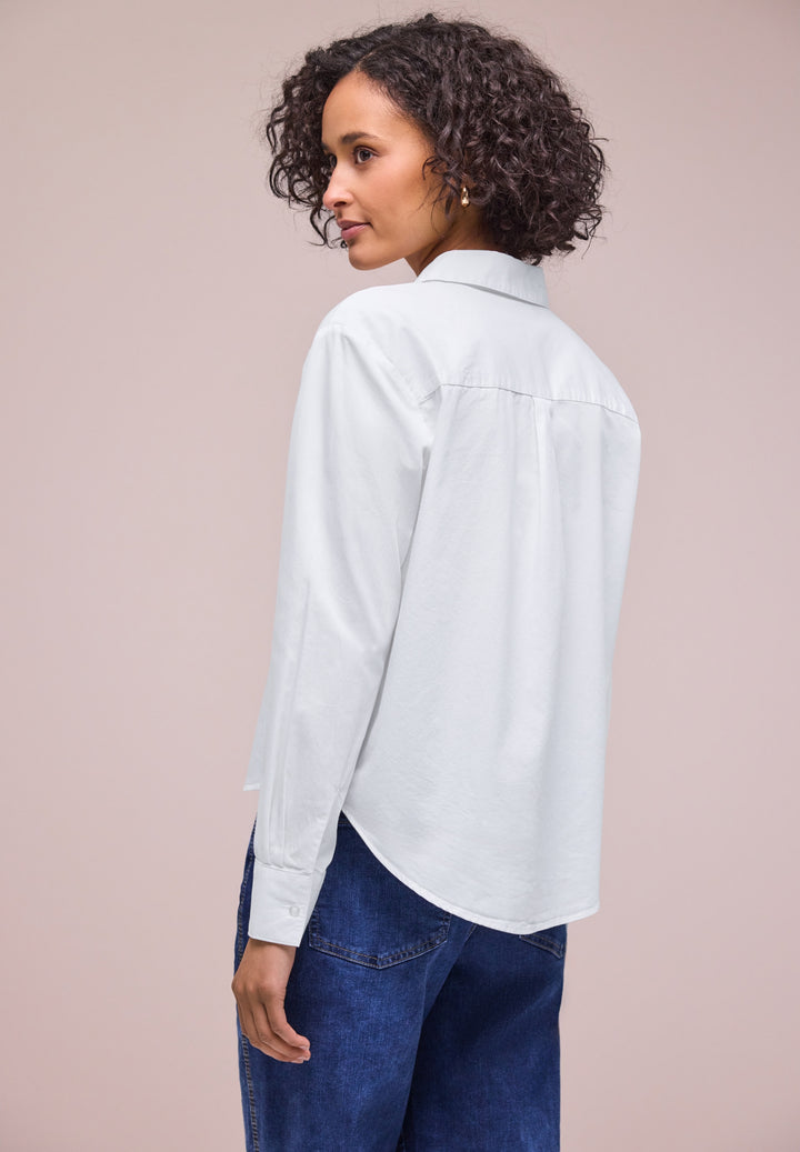 QR Cotton shirtcollar blouse w, White 10000 Bild 4