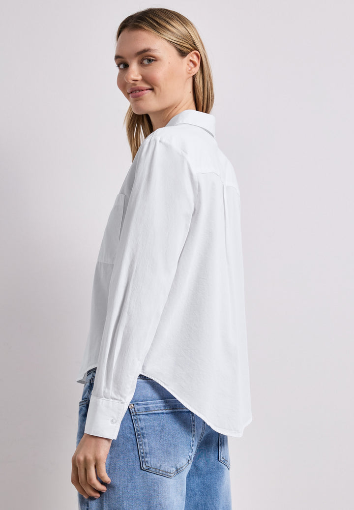 QR Cotton shirtcollar blouse w, White 10000 Bild 4