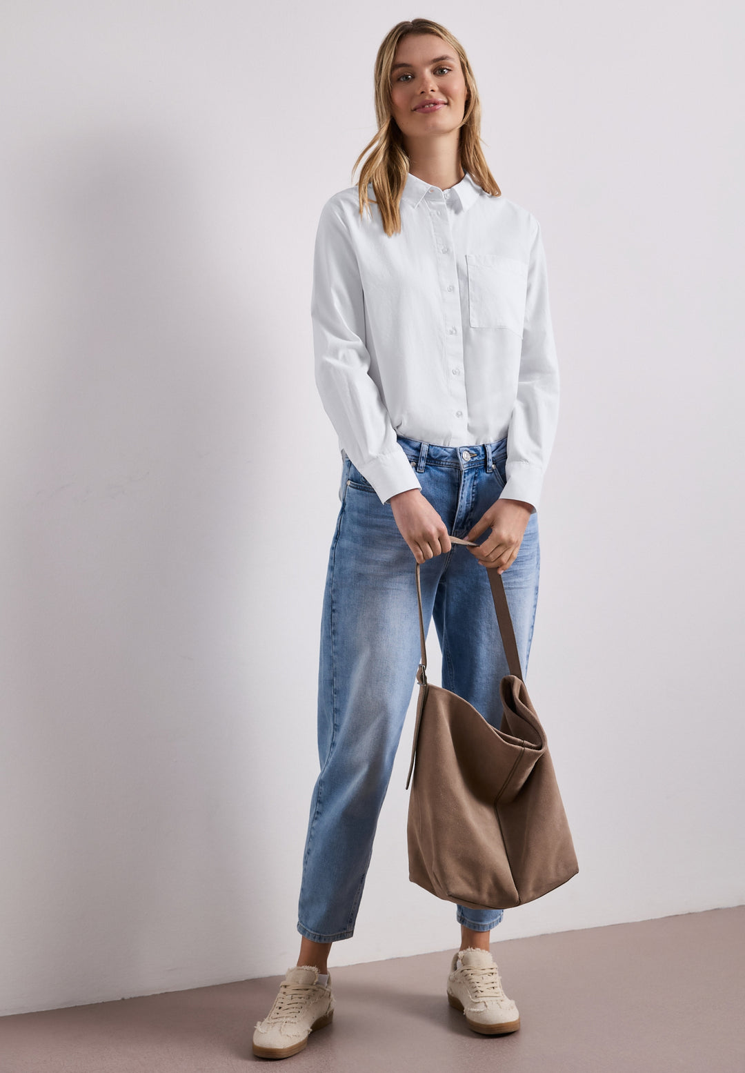 QR Cotton shirtcollar blouse w, White 10000 Bild 5