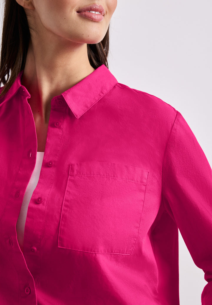 QR Cotton shirtcollar blouse w, magenta dream 17281 Bild 3